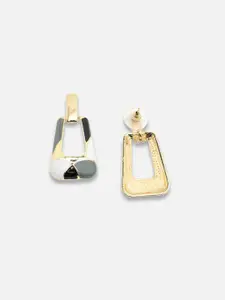SOHI Women Gold-Toned & Grey Contemporary Drop Earrings