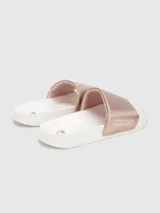 United Colors of Benetton Women Gold-Toned & White Solid Sliders