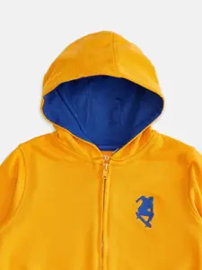 Pantaloons Junior Boys Yellow Solid Hooded Sweatshirt