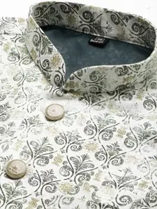 SHOWOFF Men Green Printed Woven Nehru Jackets