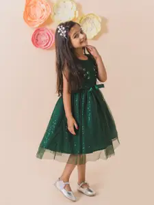 pspeaches Green Embellished Net Midi Dress