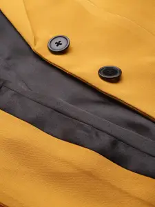 PowerSutra Women Mustard Solid Tailored Fit Blazer