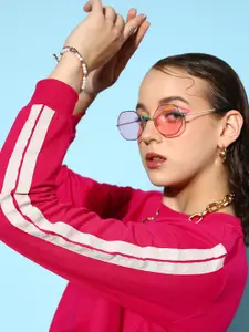 SASSAFRAS Women Fuchsia Solid Pullover Sweatshirt