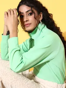 SASSAFRAS Women Green Solid Long Sleeves Top