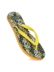 Paragon Women Yellow & Black Printed Rubber Thong Flip-Flops