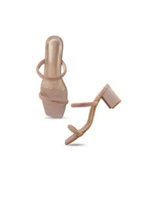 SCENTRA Gold-Toned Embellished Party Block Heels