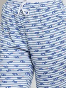 Boston Club Women Blue Printed Pure Cotton Lounge Pant