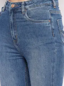 Madame Women Navy Blue Skinny Fit High-Rise Light Fade Jeans