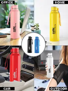 Cello Puro Steel-X Benz 900 Set of 3 Blue Inner Stainless Steel Water Bottle-730ml