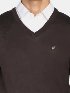 Blackberrys Men Brown Solid Cotton Pullover Sweater