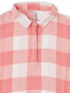 Pepe Jeans Girls Pink Buffalo Checks Checked Casual Shirt