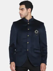Blackberrys Men Navy Blue Solid Slim-Fit Bandhlaga Blazers