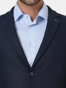 Blackberrys Men Navy Blue Solid Slim-Fit Single-Breasted Formal Blazers