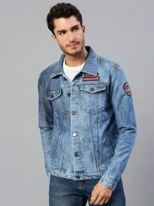 Hubberholme Men Blue White Cotton Washed Lightweight Outdoor Denim Jacket