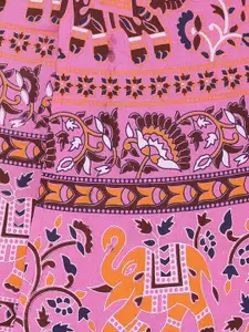 SOUNDARYA Women Pink Printed Cotton Knee Length Wrap Skirts