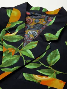 SHOWOFF Men Navy Blue Printed Single Breasted Blazers