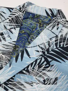 SHOWOFF Men Blue Printed Single Breasted Blazers