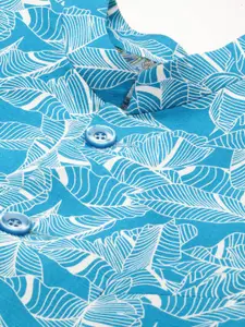 SHOWOFF Men Blue Printed Bandgala Blazer