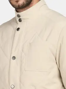 Blackberrys Men Beige Bomber Jacket With Snap Button