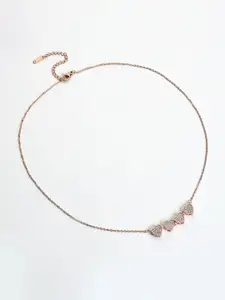 SOHI Gold-Toned & White Gold-Plated Heart Shaped Pendant Chain