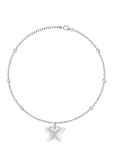 GIVA Rhodium-Plated Sterling Silver Butterfly Wings Anklet