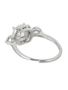 Voylla Women Silver-Plated White Cubic Zirconia Finger Ring