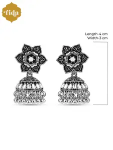 Fida Silver-Plated Dome Shaped Jhumkas Earrings