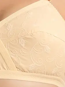 Sonari Purple & Nude-Coloured Floral 2 Everyday Pure Cotton Bra uniquepurpleskin32C