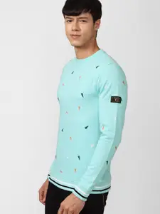 Van Heusen Sport Men Blue Printed Sweatshirt