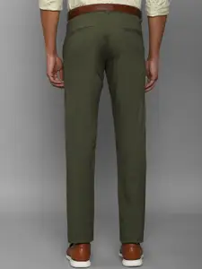 Allen Solly Men Olive Green Textured Slim Fit Trousers
