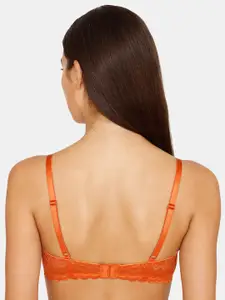 Zivame Women Orange Geometric Lace Bra