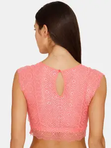 Zivame Women Pink Geometric Lace Underwired Bra