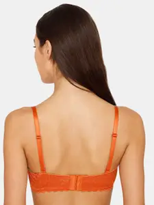Zivame Women Orange Geometric Underwired Lightly Padded Bra
