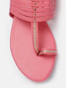 Anouk Women Striped One Toe Flats with Braided Detail