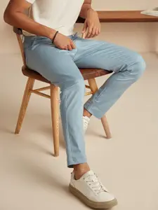 Andamen Men Blue Solid Cotton Trouser
