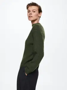 MANGO Women Green Cable Knit Sustainable Pullover