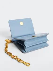 MANGO Women Blue Textured Envelope Wallet