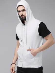 Roadster The Lifestyle Co. Men Grey Solid Hooded Sweatshirt