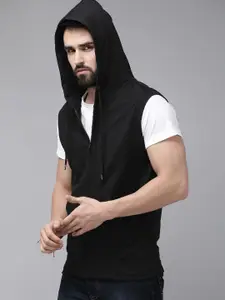 Roadster The Lifestyle Co. Men Black Solid Hooded Sweatshirt