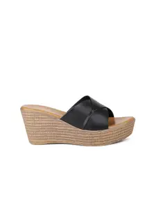 Inc 5 Black Solid Open Back Wedge