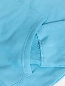 Snitch Men Blue Printed Cotton Hooded Sweatshirt