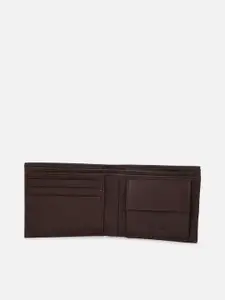 Allen Solly Men Brown Textured Leather Two Fold Wallet