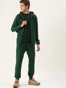 Kook N Keech Men Teal Solid Knitted Hooded Tracksuit