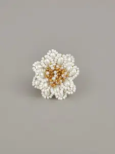 D'oro Gold-Plated White Stone-Studded Ring