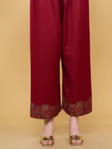 Safaa Maroon & Blue Floral Printed Unstitched Dress Material