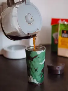 Vaya Green & Black Printed Stainless Steel Water Bottle 350 ml