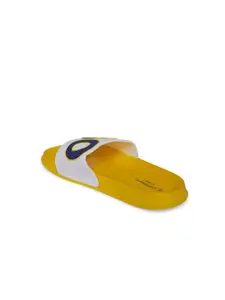 Pantaloons Junior Girls Yellow & White Printed Sliders