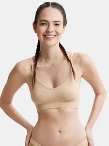 Jockey Wirefree Seamfree Non Padded Nylon Full Coverage Bra with Cross Back Styling -FE74