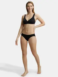 Jockey Wirefree Non Padded Soft Touch Full Coverage Stylised Mesh Panel Tshirt Bra-1820