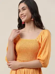 Fabindia Yellow & Pink Ombre Dyed Midi Dress
